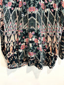 Burnout Geometric Floral Velvet Hoodie Top-4