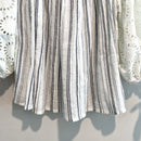 Eyelet Tassel Striped Top-4