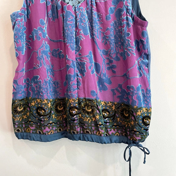 Velvet Sleeveless Drawstring Top