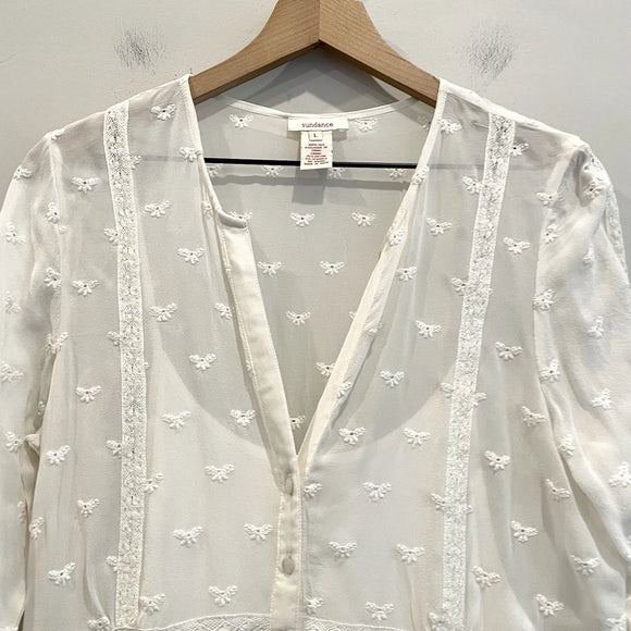 Silk Embroidered Eyelet Lined Top