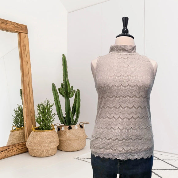 Mock Neck Lace Top