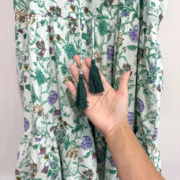 Floral Tassel Cotton Dress