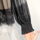 Tulle Button Down Lace Top-5