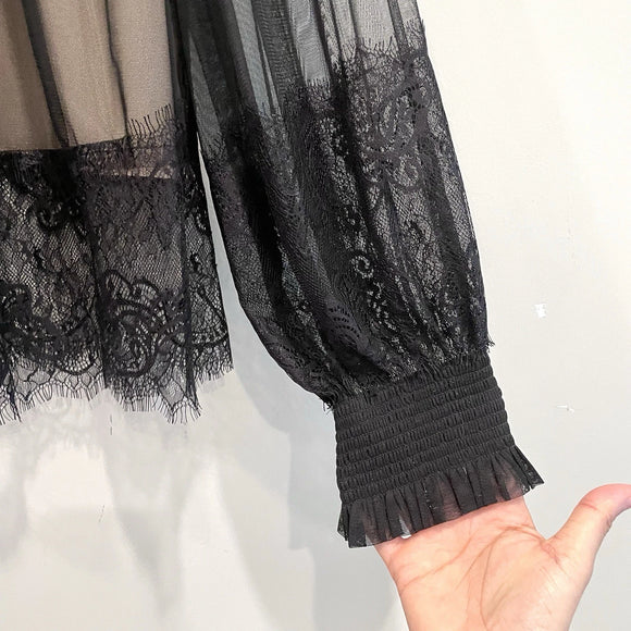 Tulle Button Down Lace Top