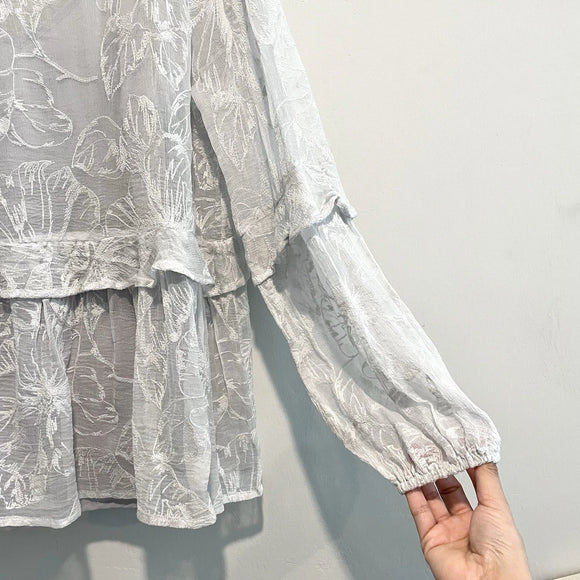 Silk Embroidered Ruffle Lined Top