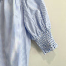 Smocked Striped Tie Neck Top-5