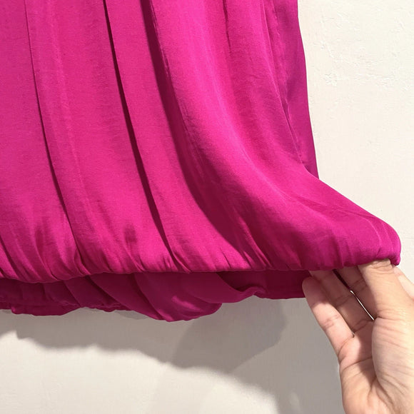 Smocked Mock High Neck Satin Top
