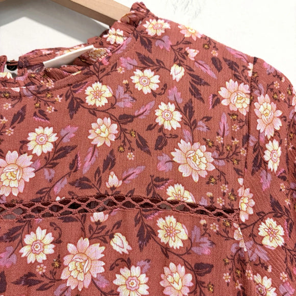Floral Eyelet Ruffle Hem Dress