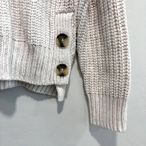 Mock Neck Side Button Chunky Sweater