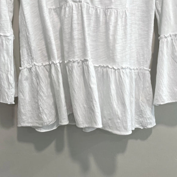 V-Neck Tiered Ruffle Hem Top