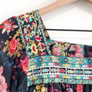 Embroidered Neck Floral Short Sleeve Top-5