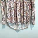 Long Sleeve Button Pleated Floral Top-4