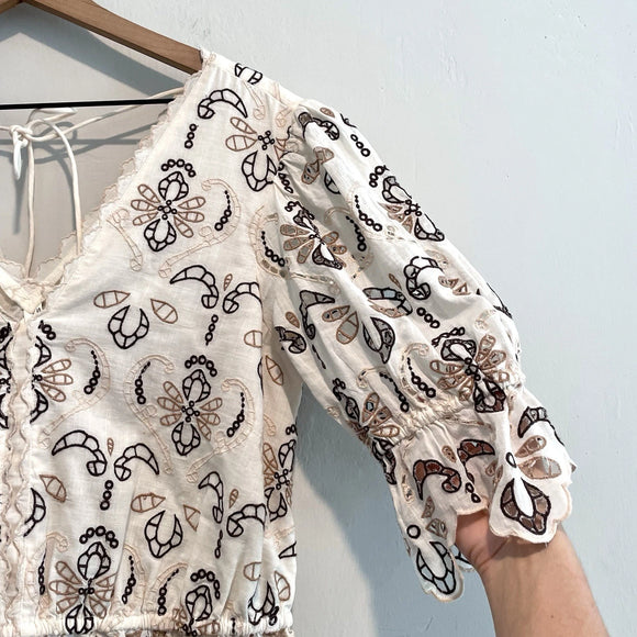 Eyelet Scalloped Trim Top