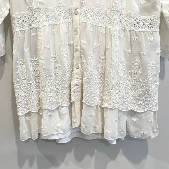 Silk Embroidered Eyelet Lined Top