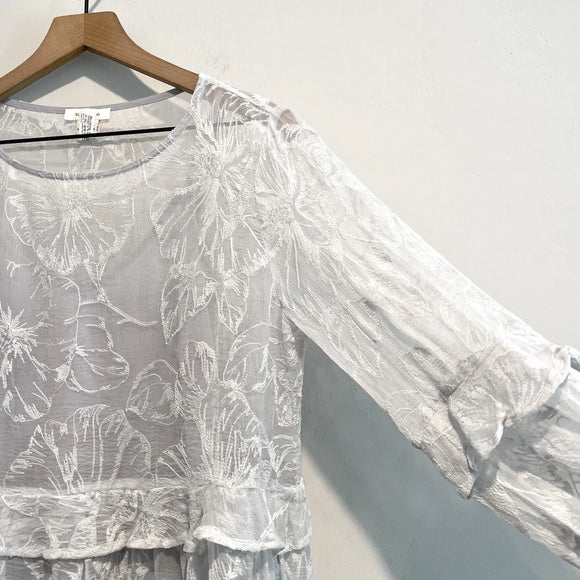 Silk Embroidered Ruffle Lined Top