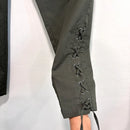Lace-Up Ankle Embroidered Beaded Pants-5