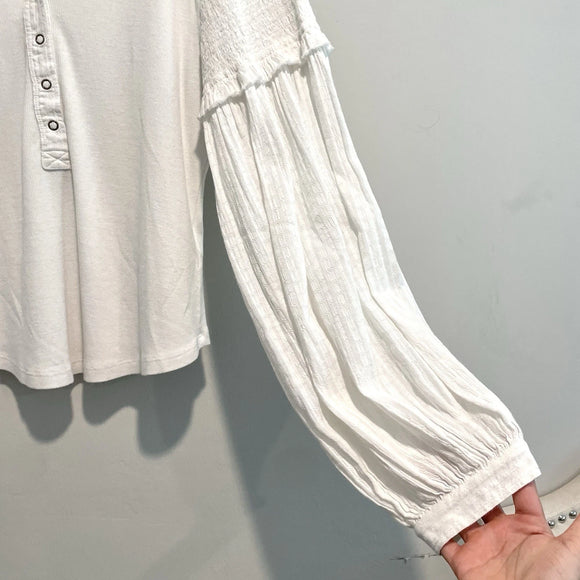 Henley Balloon Sleeve Top
