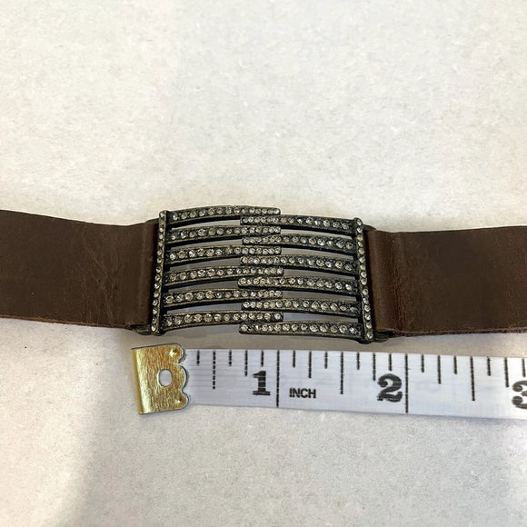 Leather Crystal Cuff Bracelet