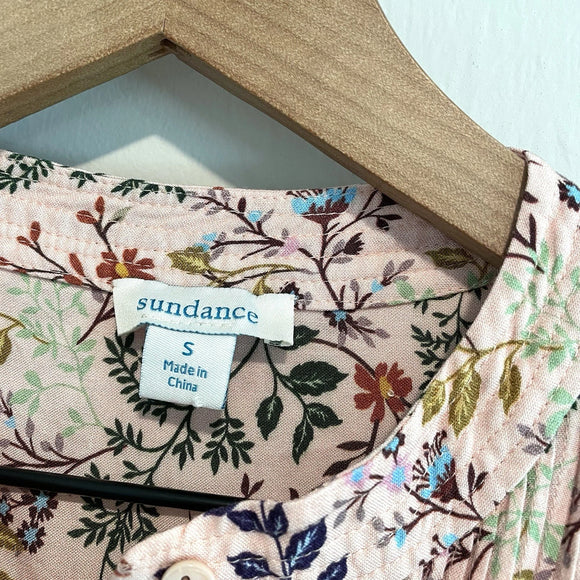Long Sleeve Button Pleated Floral Top