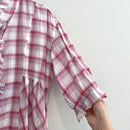 Ruffle Trim Plaid Button Down Top-5
