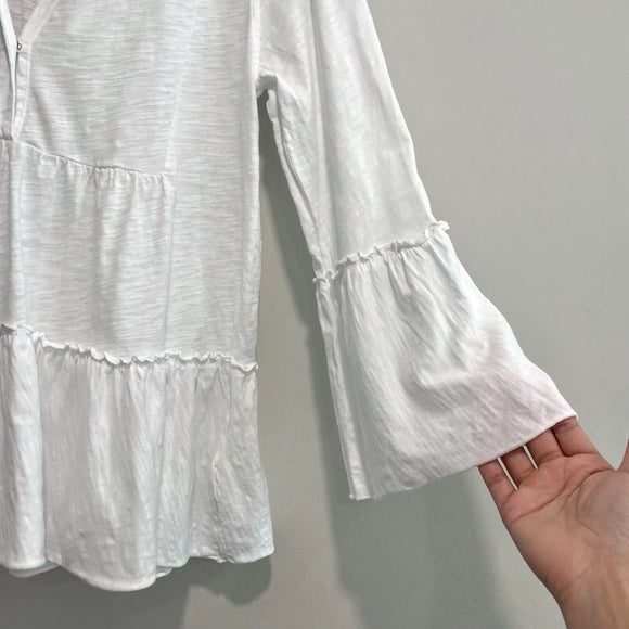 V-Neck Tiered Ruffle Hem Top