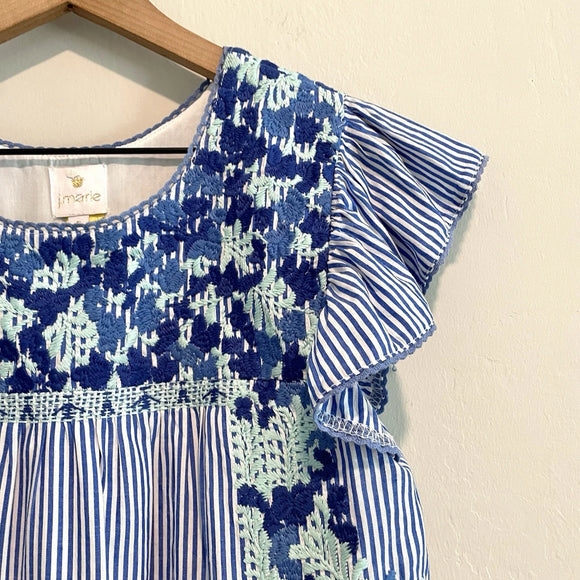 Floral Embroidered Striped Top