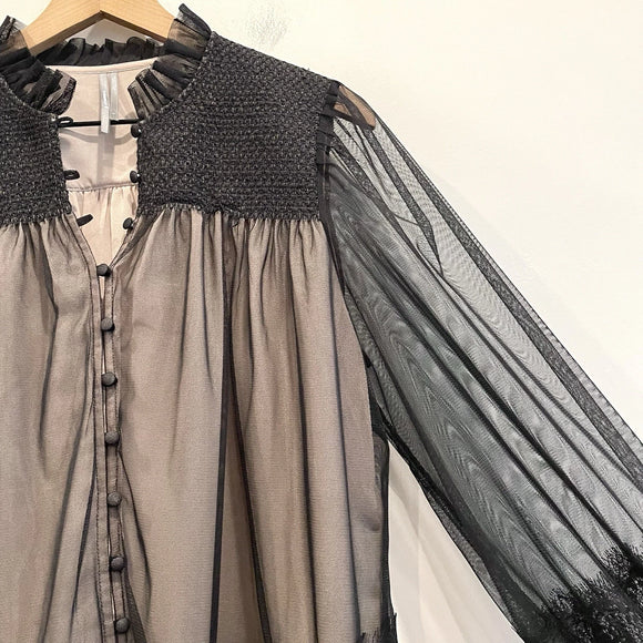 Tulle Button Down Lace Top