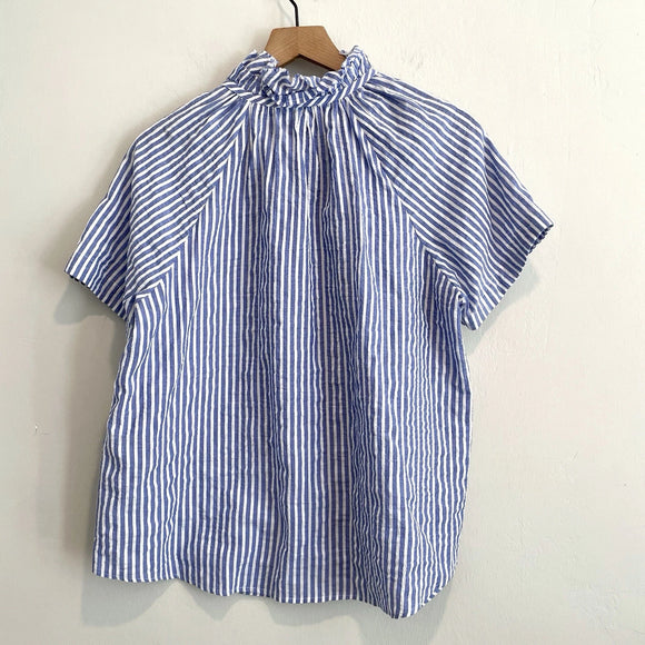 Striped Ruffle Button Down Top