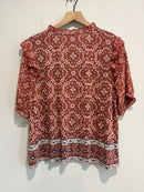 Ruffle Sleeve Geometric Top-7