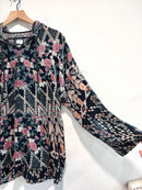 Burnout Geometric Floral Velvet Hoodie Top-7
