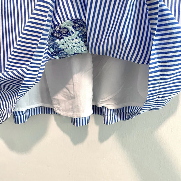 Floral Embroidered Striped Top