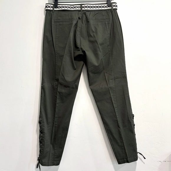 Lace-Up Ankle Embroidered Beaded Pants