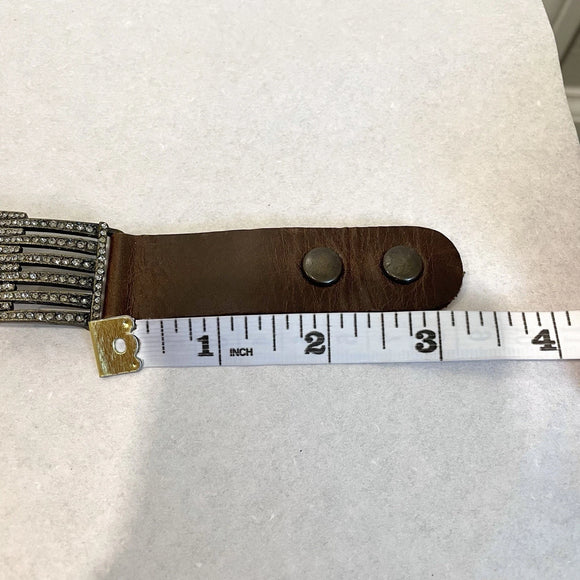 Leather Crystal Cuff Bracelet