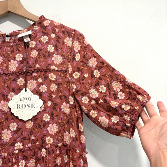 Floral Eyelet Ruffle Hem Dress