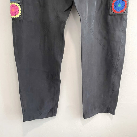 Granny Crochet Belted Pockets Pants