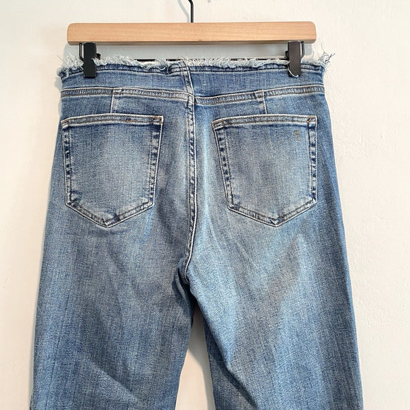 Cut Off Frayed Waist Bootcut Jeans