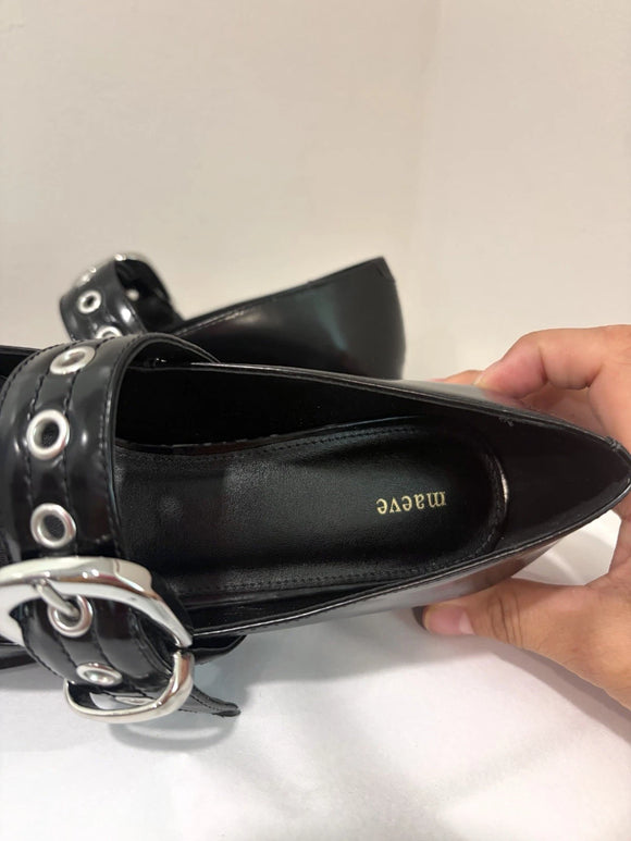 Moto Mary Jane Grommet Flats