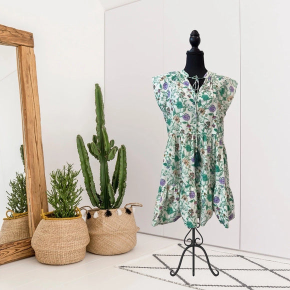 Floral Tassel Cotton Dress