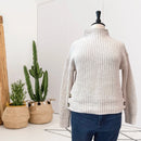 Mock Neck Side Button Chunky Sweater-1