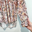 Long Sleeve Button Pleated Floral Top-7