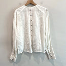 Crochet Lace Trim Button Back Top-8