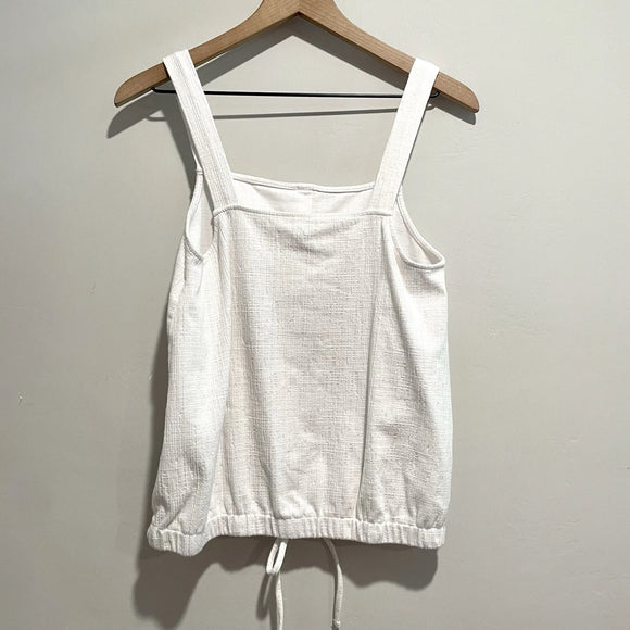 Cinch Hem Tie Button Top