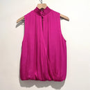 Smocked Mock High Neck Satin Top-8