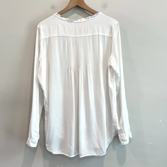 1/2 Button Pleated Ruffle Top