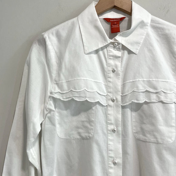 Scalloped Trim Button Down Top