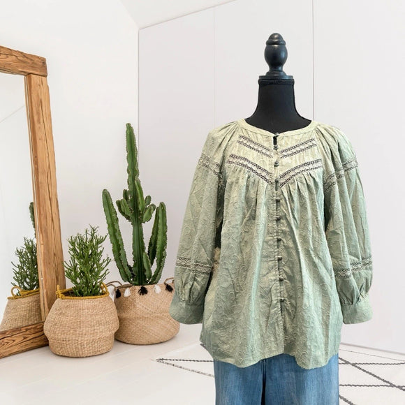 Lace Button Down Top