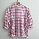 Ruffle Trim Plaid Button Down Top-8