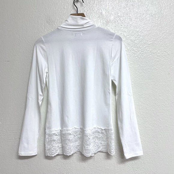 Lace Trim Long Sleeve Turtleneck