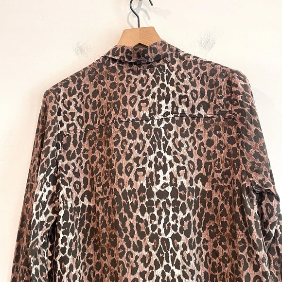 Leopard Silk Button Down Tunic