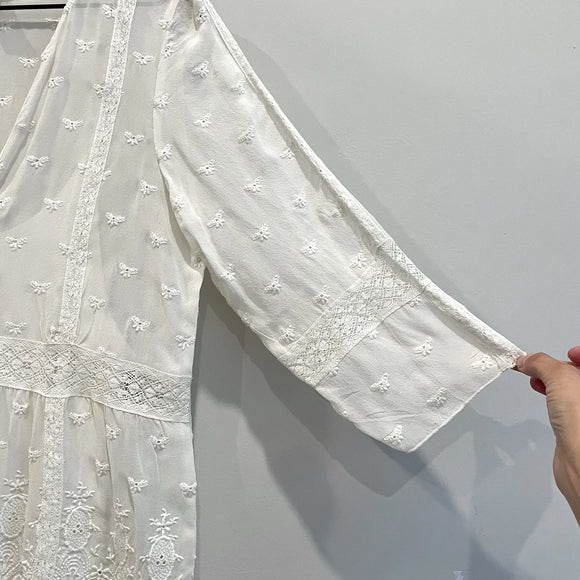 Silk Embroidered Eyelet Lined Top